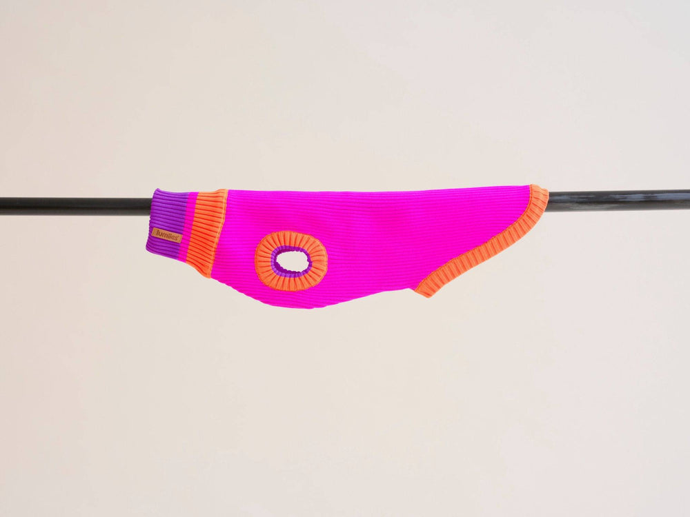 Weicher Hundepullover mit Bauchschutz – lumiies® Glow Jumper in Neon-Pink