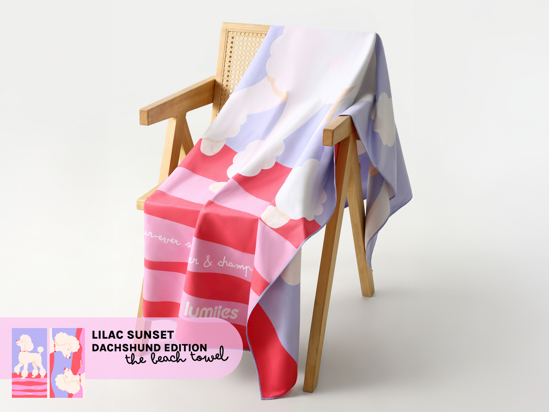 The Beach Towel (160×80 cm) – lightweight, quick-drying microfiber towel (Poodle Edition)
