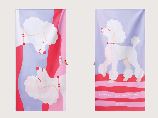 The Beach Towel (160×80 cm) – lightweight, quick-drying microfiber towel (Poodle Edition)
