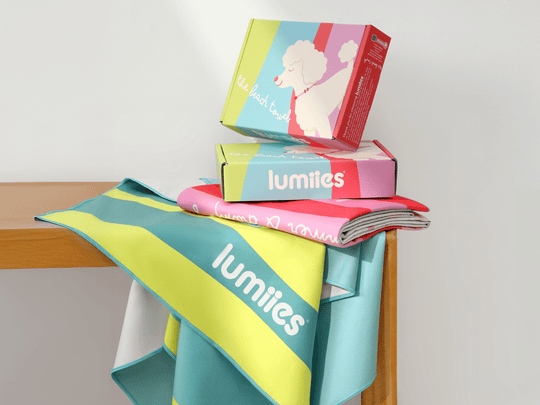 Schnelltrocknendes Beach Towel mit Dackel- und Pudel-Motiv am Strand