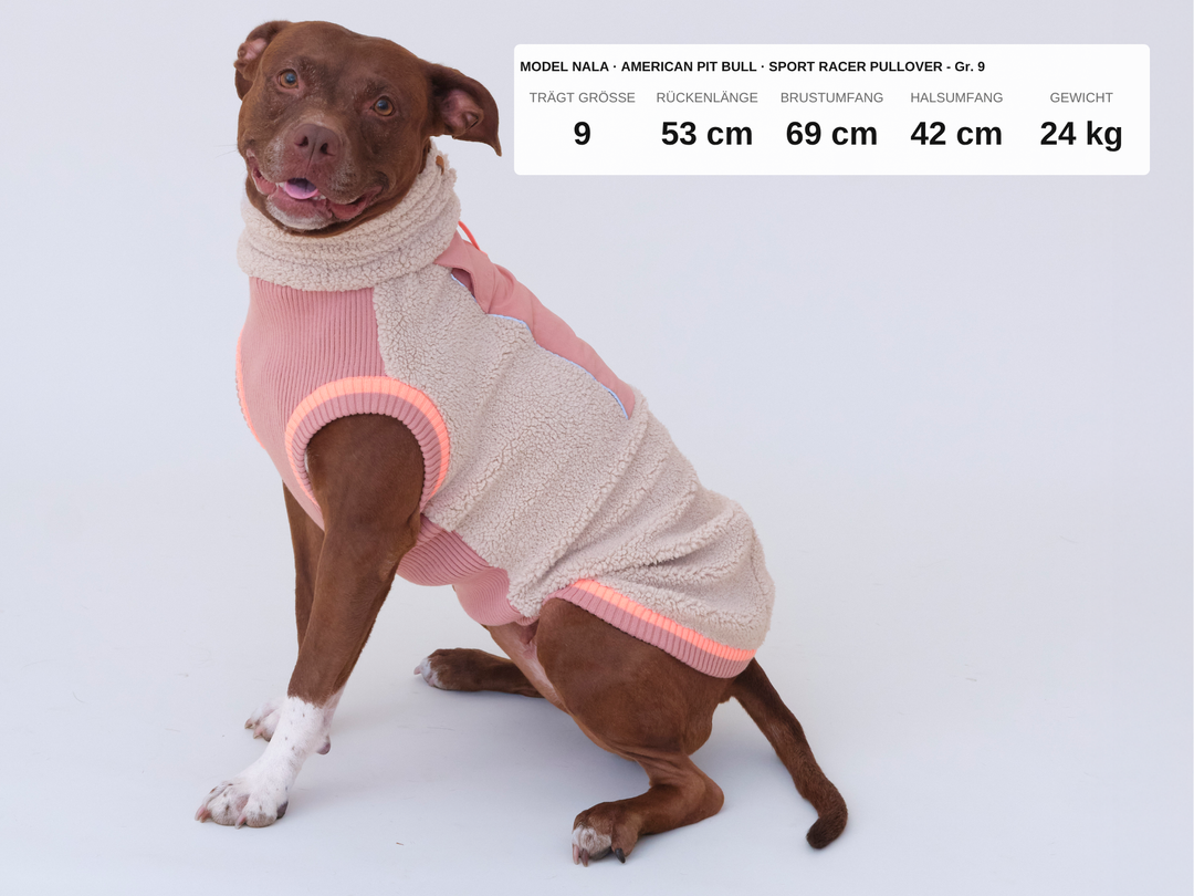 Sport Racer Pullover in Rosewood an American Pit Bull Nala, Größe 9, Rückenlänge 53 cm, Brustumfang 69 cm