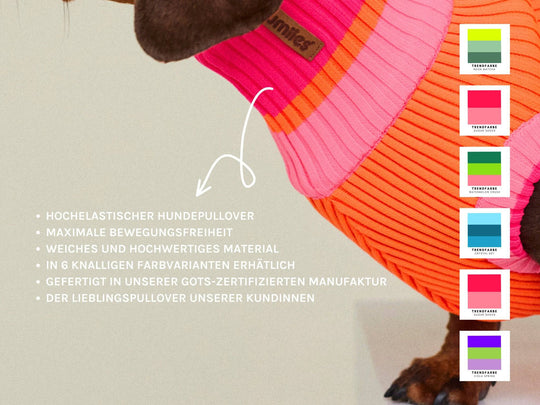 Glow Jumper Neon Pink Detailansicht – nachhaltiger Hundepullover mit perfekter Passform