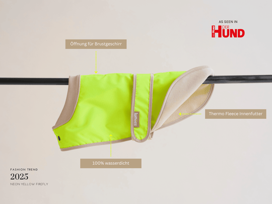 Glow Raincoat mini-fit Hundemantel in Neongelb für Dackel und kleine Hunde